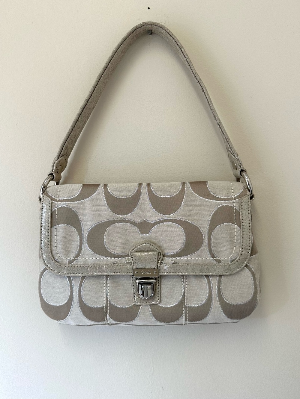 Coach Poppy Signature Canvas Lurex Layla Shoulder Bag